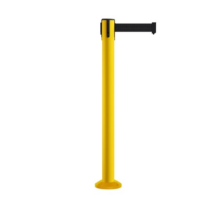 MONTOUR LINE Stanchion Belt Barrier Fixed Base Yellow Post 14ft.Black Belt MSX650F-YW-BK-140